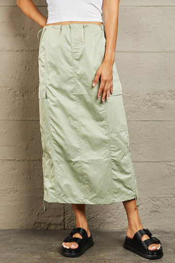 HYFVE Just In Time High Waisted Cargo Midi Skirt - Hovatok