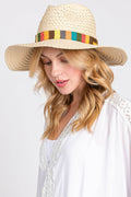 Fame Contrast Wide Brim Straw Hat - Hovatok