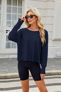 Backless Round Neck Long Sleeve T-Shirt - Hovatok