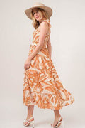 And The Why Tie Shoulder Smocked Midi Tiered Dress - Hovatok