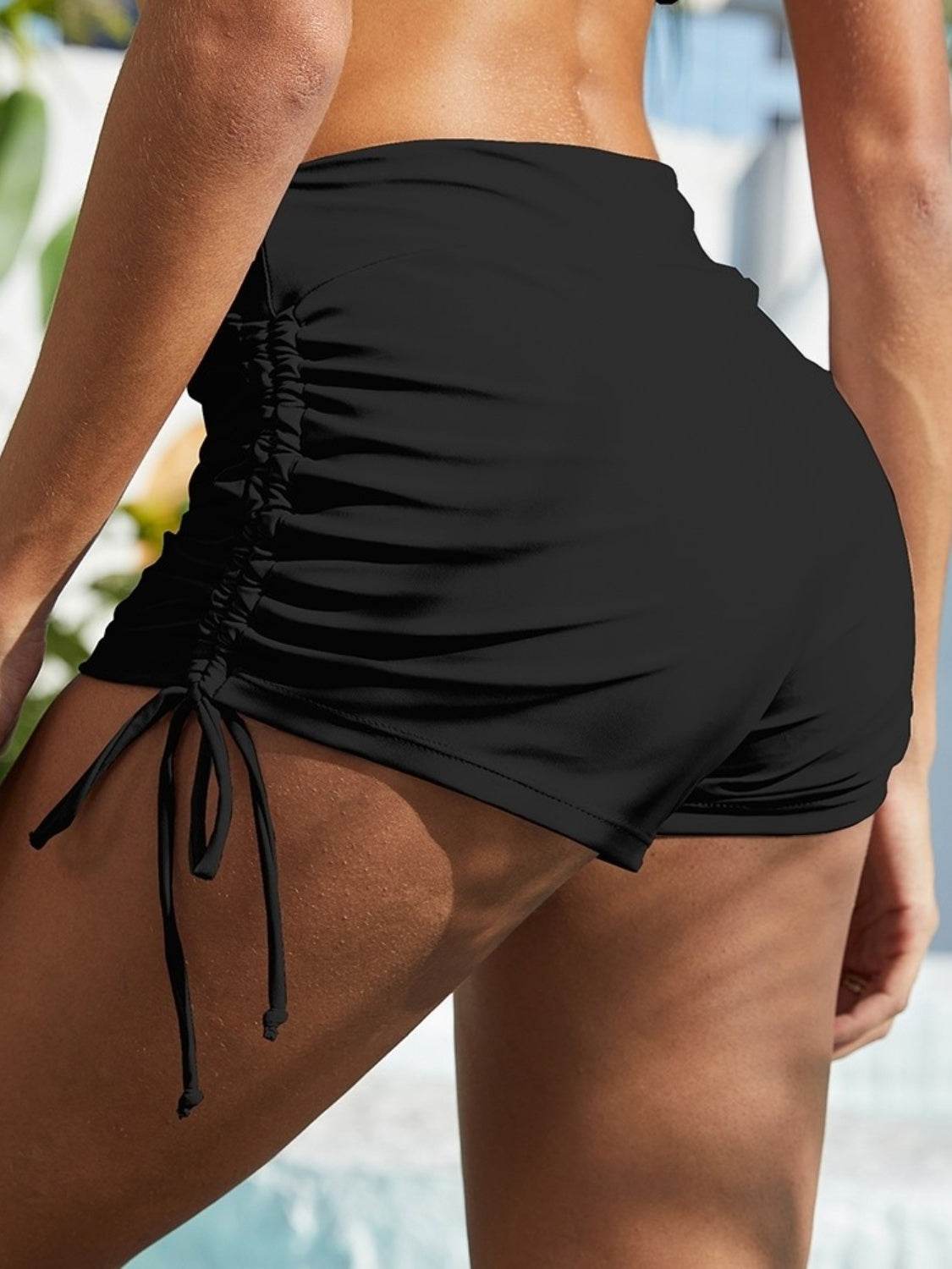 FAM-FAM Drawstring Mid-Rise Waist Swim Shorts - Hovatok