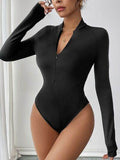 Perfee Half Zip Long Sleeve Bodysuit - Hovatok