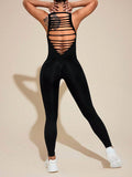 Cutout Wide Strap Active Jumpsuit - Hovatok