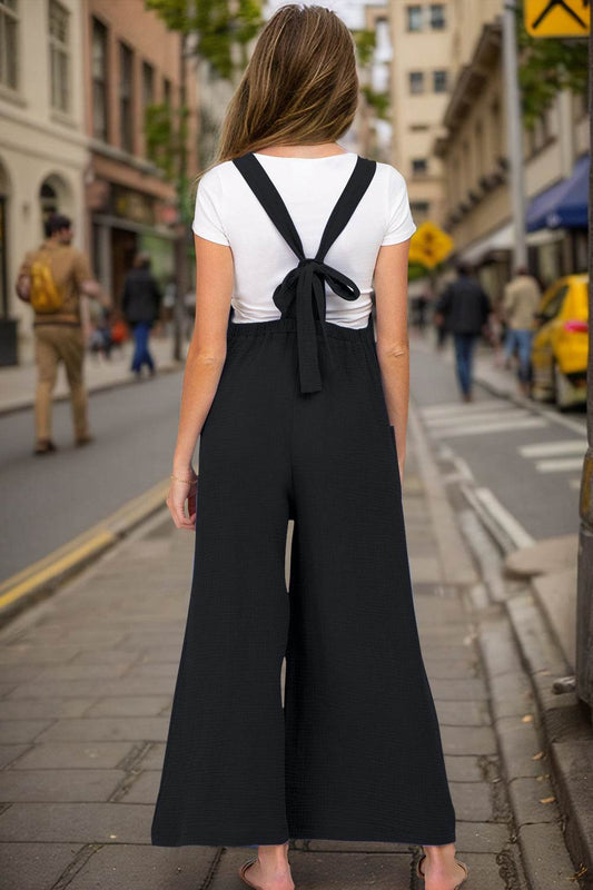 Double Take Full Size Wide Leg Overalls with Pockets - Hovatok