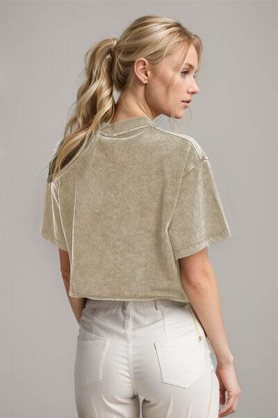 Basic Bae Round Neck Dropped Shoulder Short Sleeve T-Shirt - Hovatok