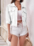 Full Size Cropped Denim Jacket Plus Size - Hovatok