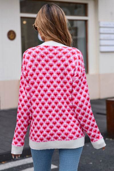 Angel Wings Contrast Round Neck Dropped Shoulder Sweater - Hovatok