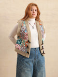 Plus Size Printed Sherpa Vest Coat - Hovatok