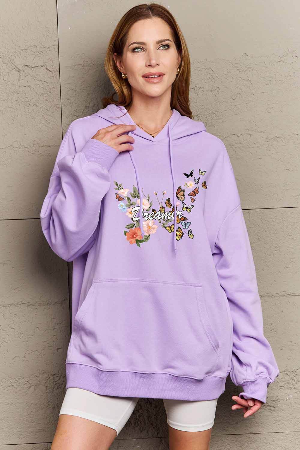 Simply Love Simply Love Full Size Dropped Shoulder DREAMER Graphic Hoodie - Hovatok