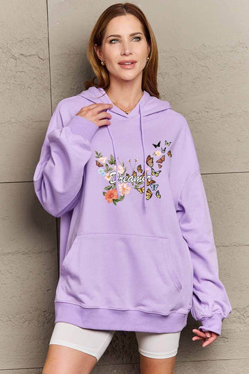 Simply Love Simply Love Full Size Dropped Shoulder DREAMER Graphic Hoodie - Hovatok