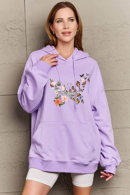 Simply Love Simply Love Full Size Dropped Shoulder DREAMER Graphic Hoodie - Hovatok