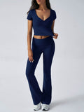 Devine Short Sleeve Top and Bootcut Legging Set - Hovatok
