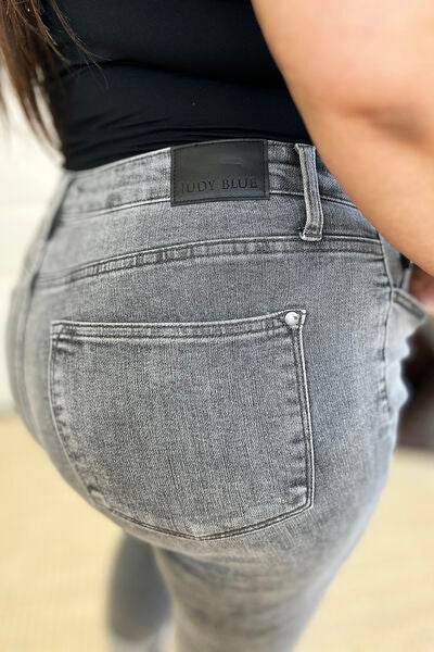 Judy Blue Full Size Button Fly High Waist Cuffed Capris - Hovatok