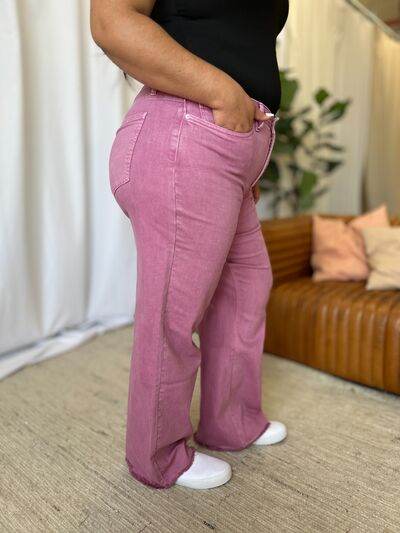 RFM Full Size High Rise Garment Dye Wide Leg Jeans - Hovatok