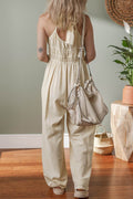Ruched Sleeveless Wide Leg Jumpsuit - Hovatok