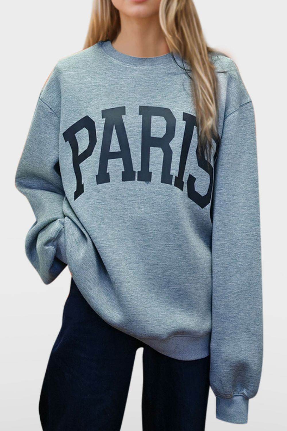 Basic Bae PARIS Round Neck Long Sleeve Air Scuba Sweatshirt - Hovatok