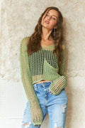 ADORA Crochet Long Sleeve Knit Cover Up with Big Pocket - Hovatok
