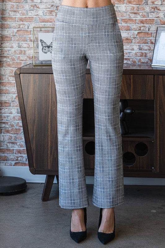 Heimish Full Size Plaid Flare Pants with Wide Waist Band Plus Size - Hovatok