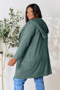 Basic Bae Full Size Hooded Sweater Cardigan - Hovatok