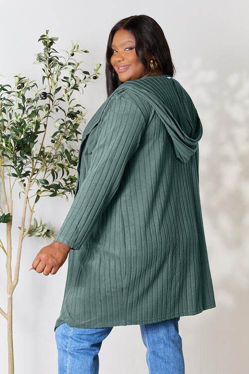 Basic Bae Full Size Hooded Sweater Cardigan - Hovatok