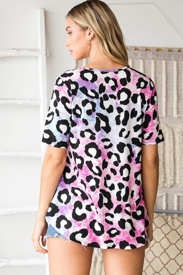 Heimish Full Size Crisscross Neck Animal Print Babydoll Top Plus Size - Hovatok