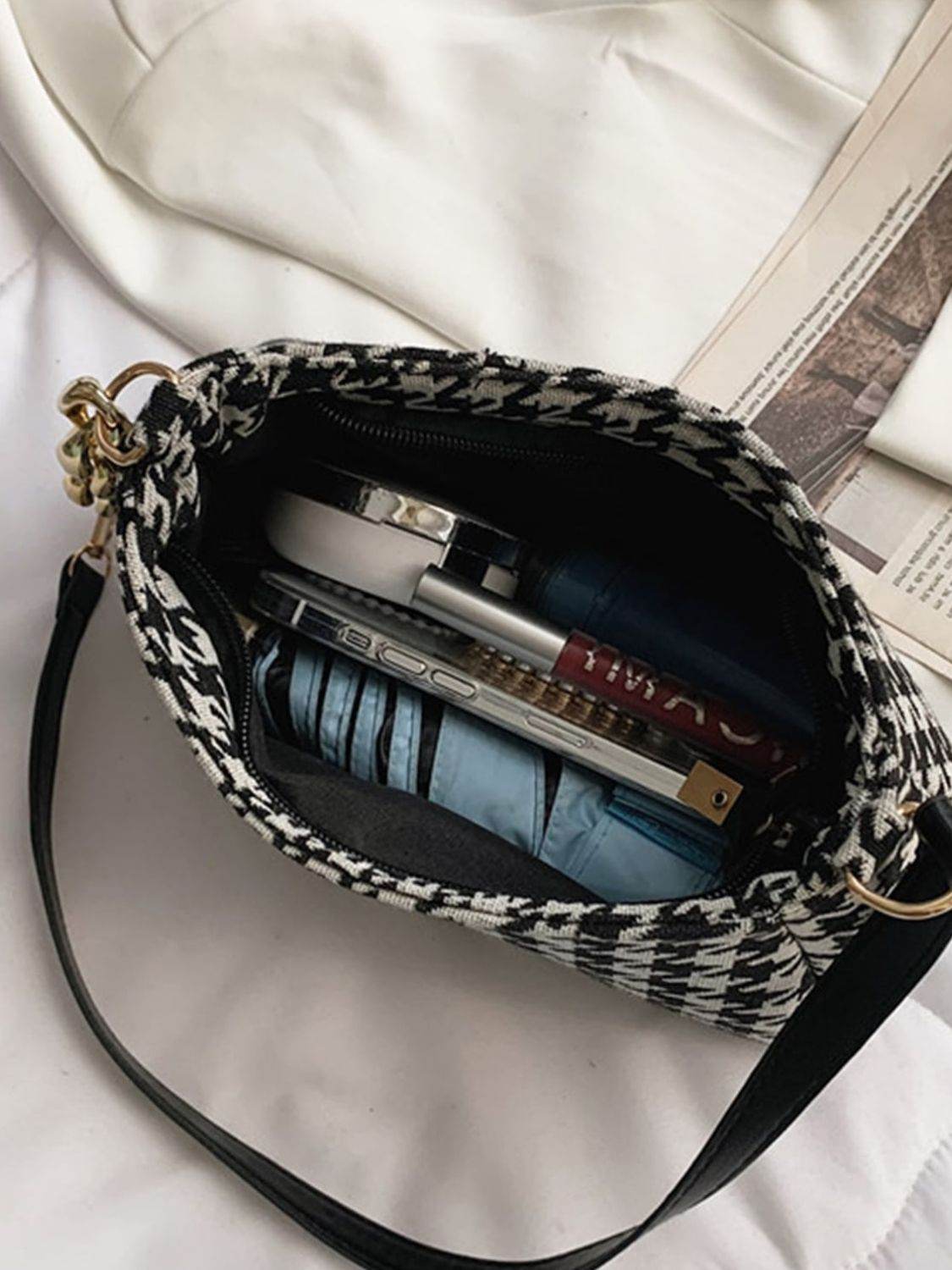Houndstooth Polyester Handbag - Hovatok