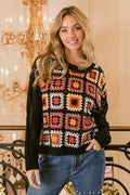 BiBi Granny Square Front Long Sleeve Top - Hovatok