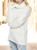Turtleneck Drop Shoulder Long Sleeve Sweater - Hovatok