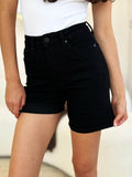 Judy Blue Full Size High Waist Tummy Control Cuffed Denim Shorts - Hovatok
