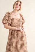 And The Why Full Size Square Neck Puff Sleeve Dress - Hovatok