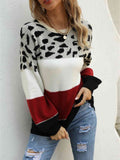 Angel Wings Color Block Round Neck Sweater - Hovatok
