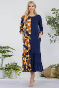 Celeste Full Size Color Block Midi Dress Plus Size - Hovatok