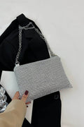 Rhinestone Polyester Chain Crossbody Bag - Hovatok