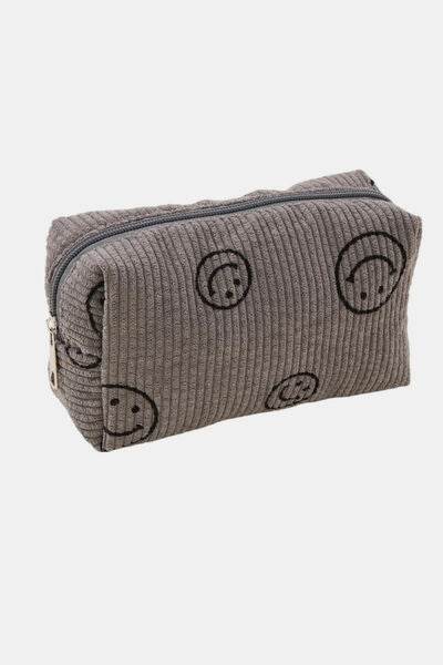 Zenana Smiley Face Corduroy Cosmetic Pouch - Hovatok