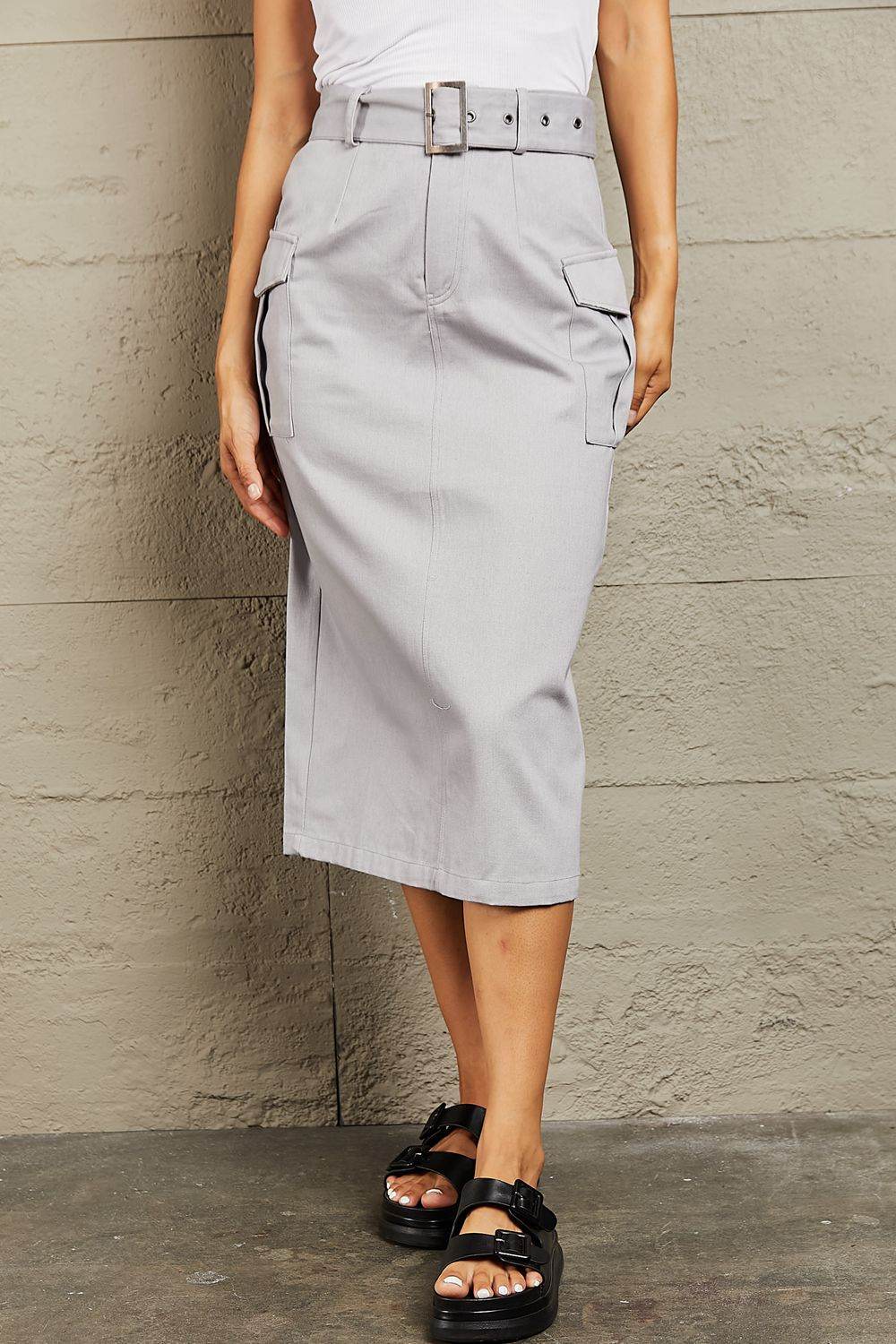 HYFVE Professional Poise Buckled Midi Skirt - Hovatok