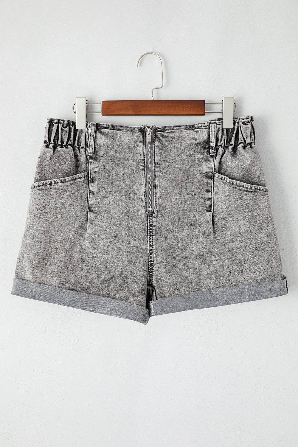 Zipped Cuffed Edge Denim Shorts - Hovatok