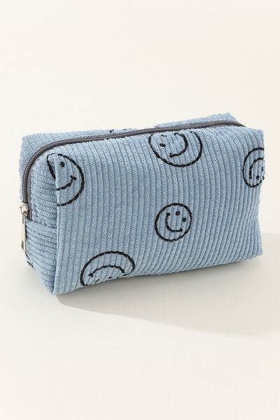 Zenana Smiley Face Corduroy Cosmetic Pouch - Hovatok