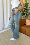 Judy Blue Full Size Medium Rise Tummy Control Destroy Flare - Hovatok