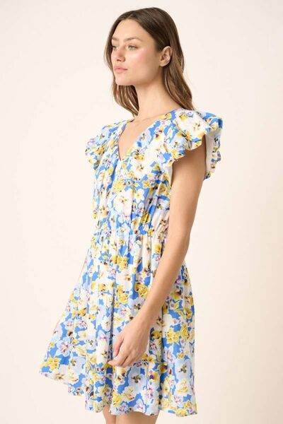 Mittoshop Floral V-Neck Cap Sleeve Mini Dress - Hovatok