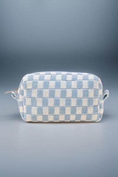 Zenana Checkered Pattern Knitted Cosmetic Pouch - Hovatok
