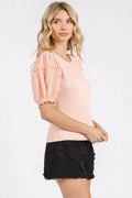Mittoshop Frill Round Neck Half Sleeve Blouse - Hovatok