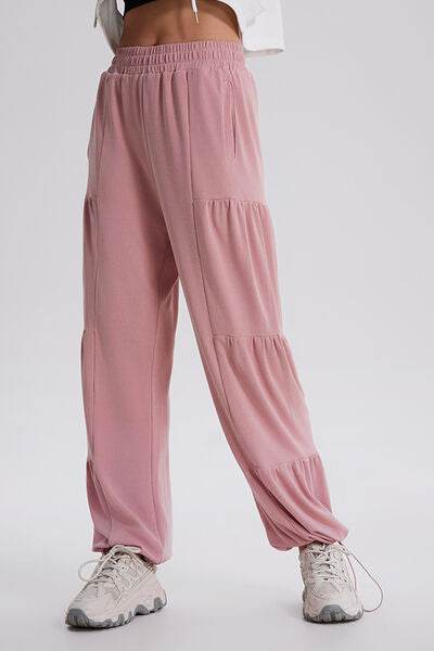 Basic Bae Drawstring Elastic Waist Ruched Joggers - Hovatok