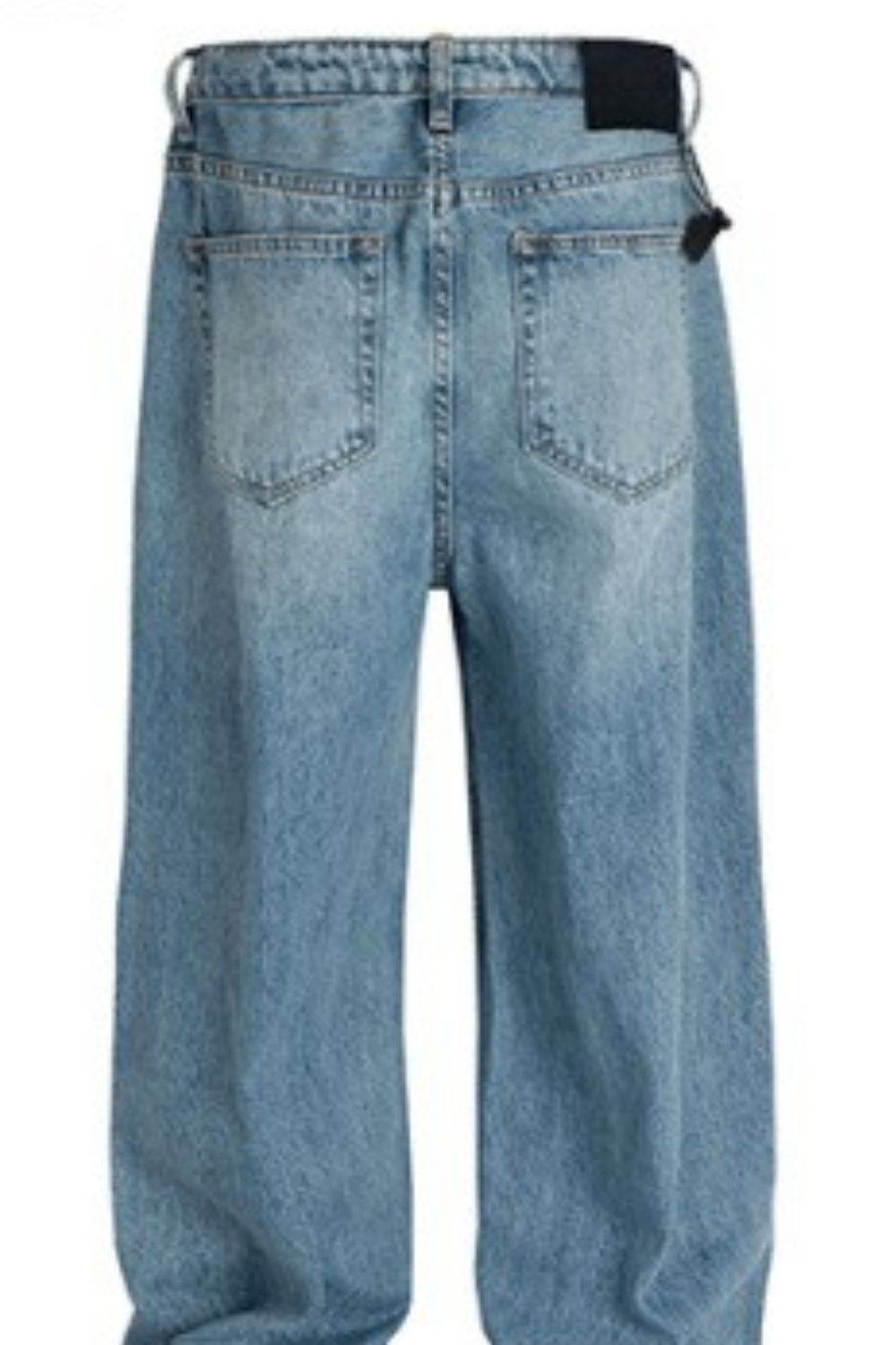 Men's Wide Straight Jeans with Pockets - Hovatok