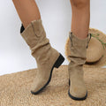 Pleated Pull-On Western Cowboy Boots - Hovatok