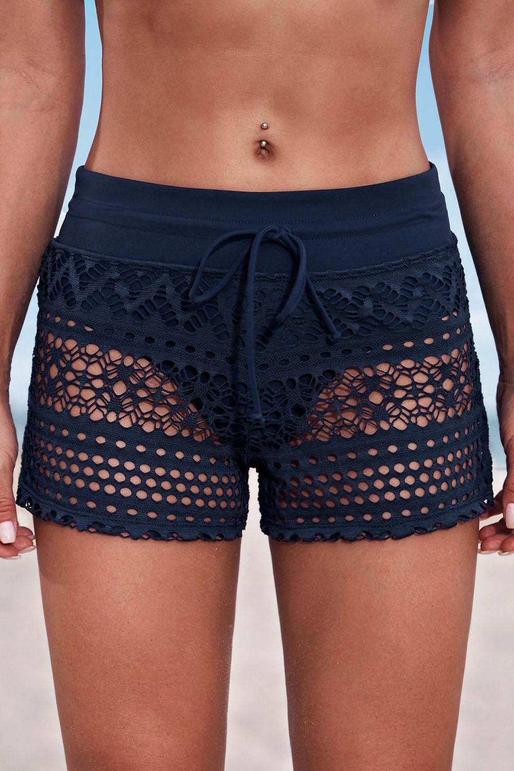 Full Size Drawstring Waist Swim Shorts - Hovatok