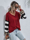Leopard Striped Waffle-Knit Top - Hovatok