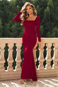 Square Neck Long Sleeve Dress - Hovatok