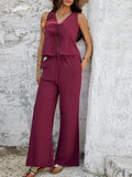 Devine Tied V-Neck Sleeveless Top and Pants Set - Hovatok