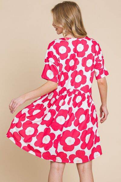 BOMBOM Flower Print Ruched Dress - Hovatok