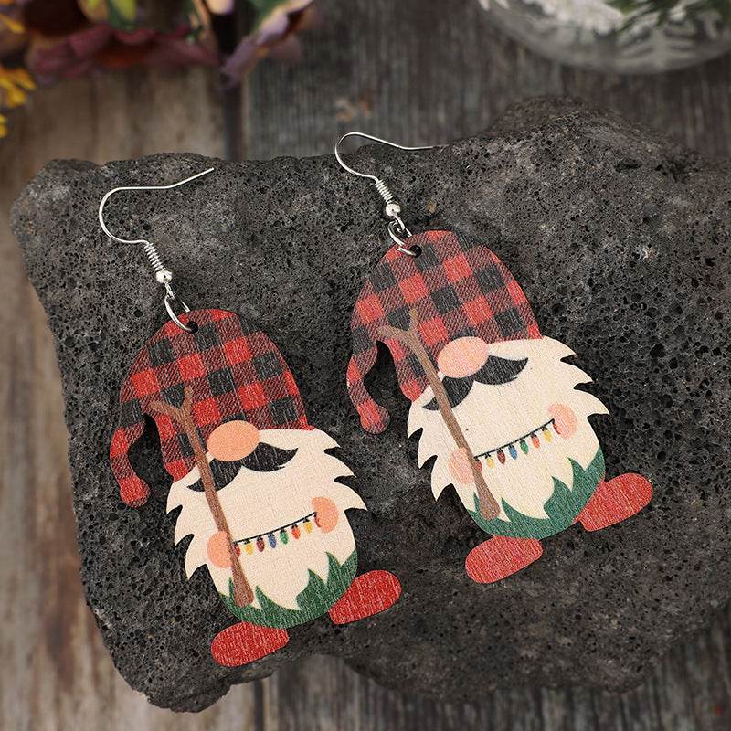 Wooden Pointed Hat Gnome Earrings - Hovatok